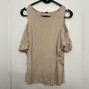 Beige Cold-Shoulder Top